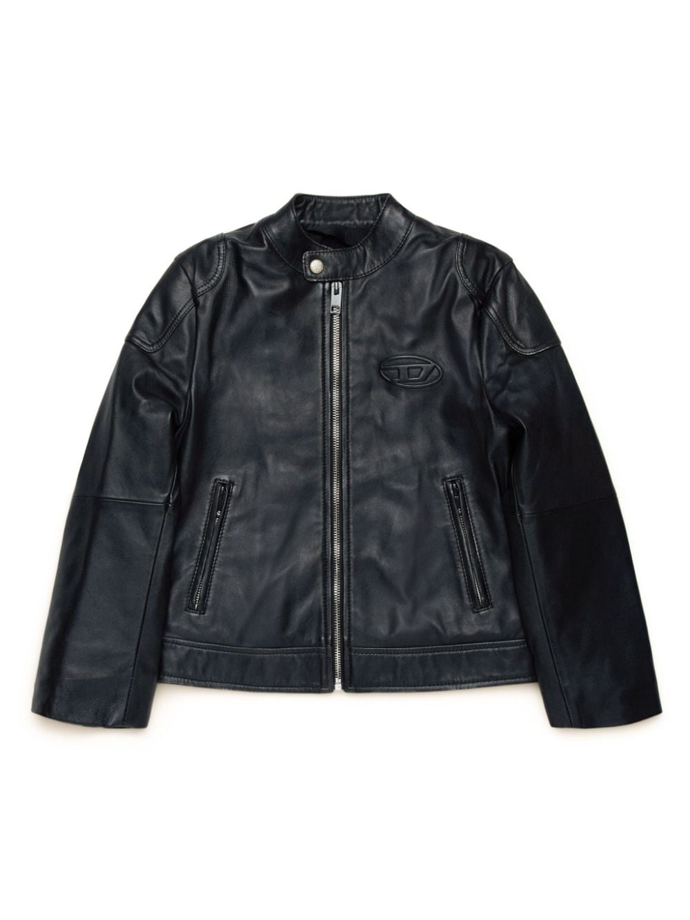 Diesel Kids Oval D leather biker jacket - Black von Diesel Kids