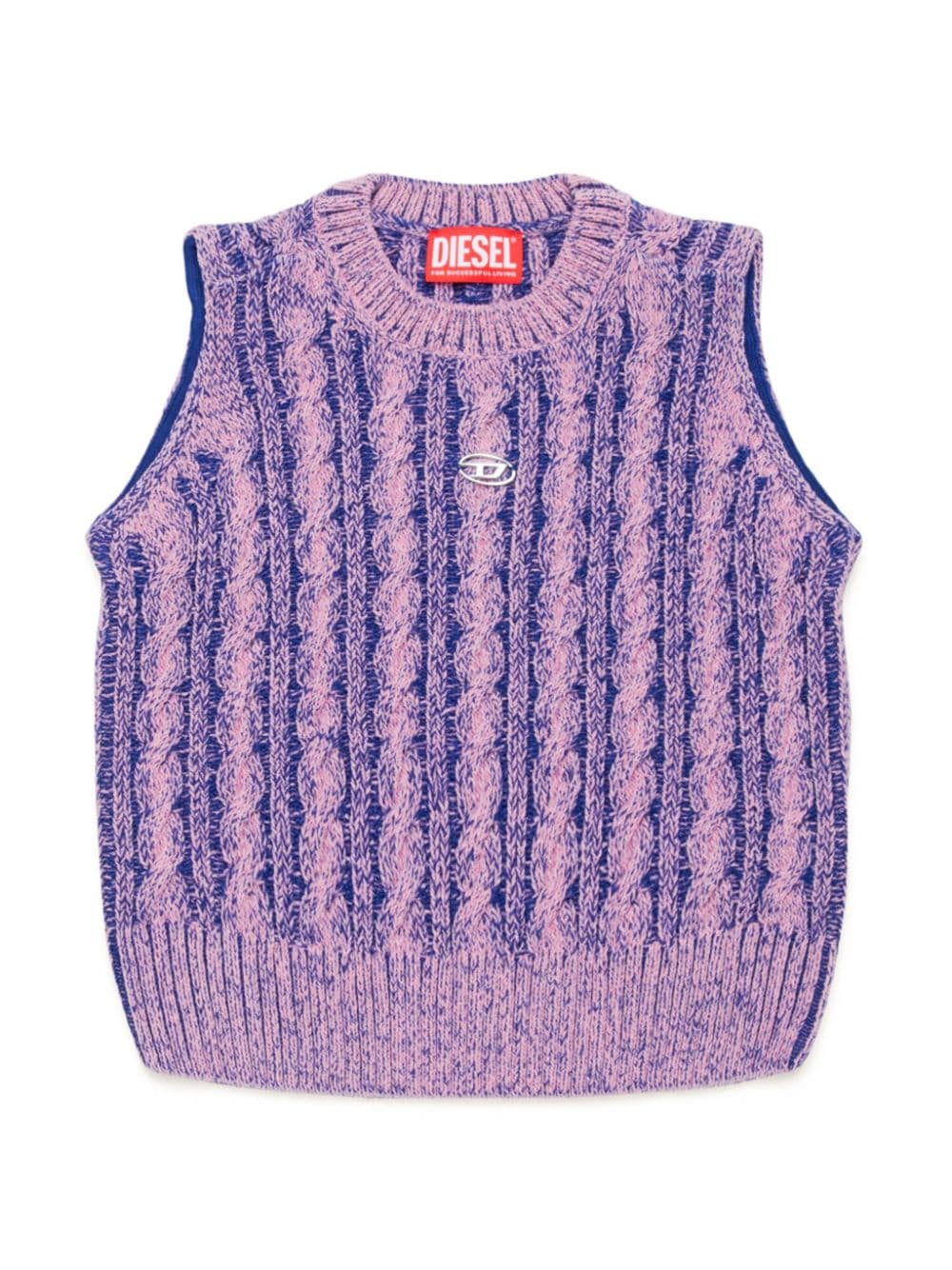 Diesel Kids Oval D-plaque cable-knit vest - Pink von Diesel Kids