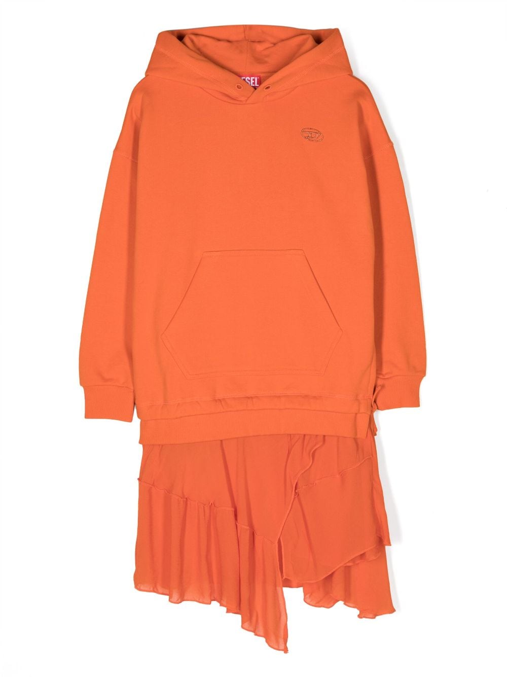 Diesel Kids asymmetric hooded dress - Orange von Diesel Kids