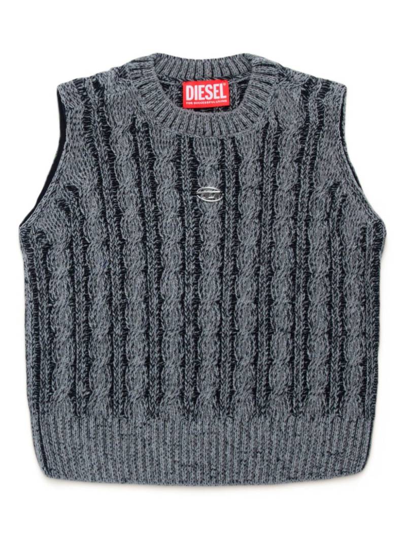 Diesel Kids cable-knit logo-appliqué vest - Grey von Diesel Kids