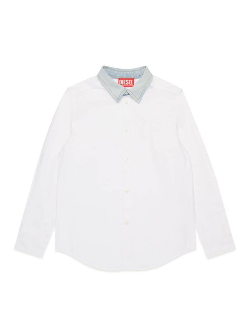 Diesel Kids denim-collar long-sleeve shirt - White von Diesel Kids