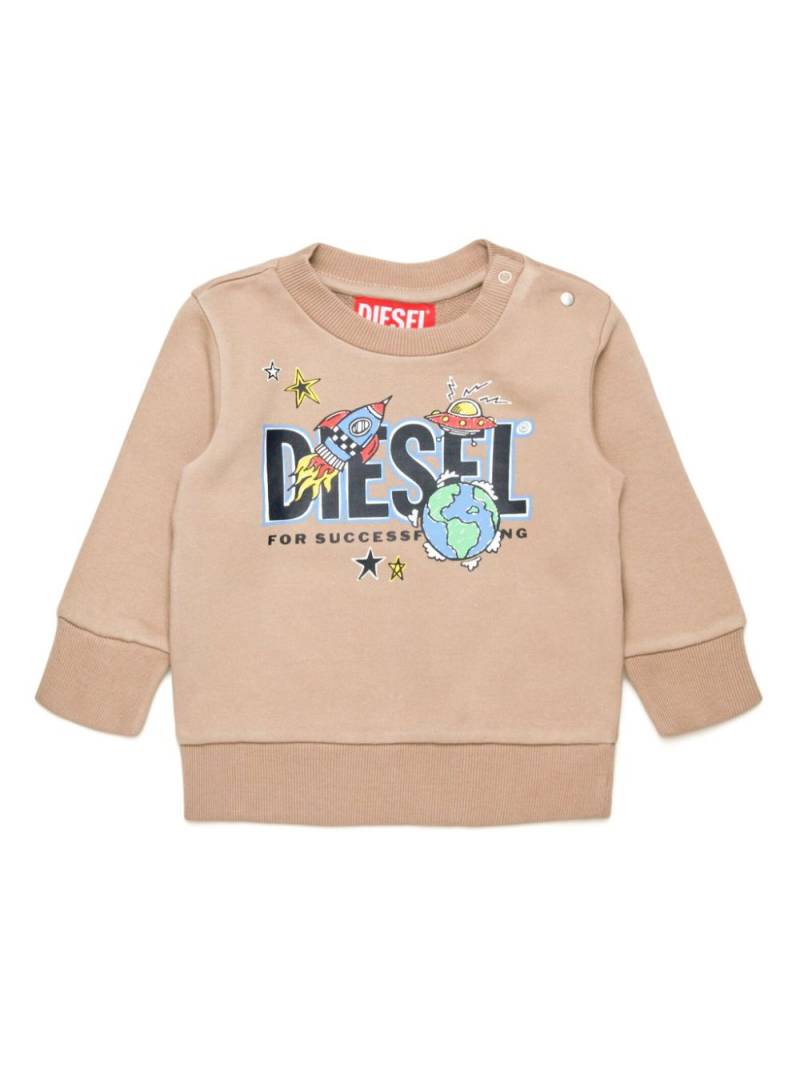 Diesel Kids graphic-print cotton sweatshirt - Neutrals von Diesel Kids