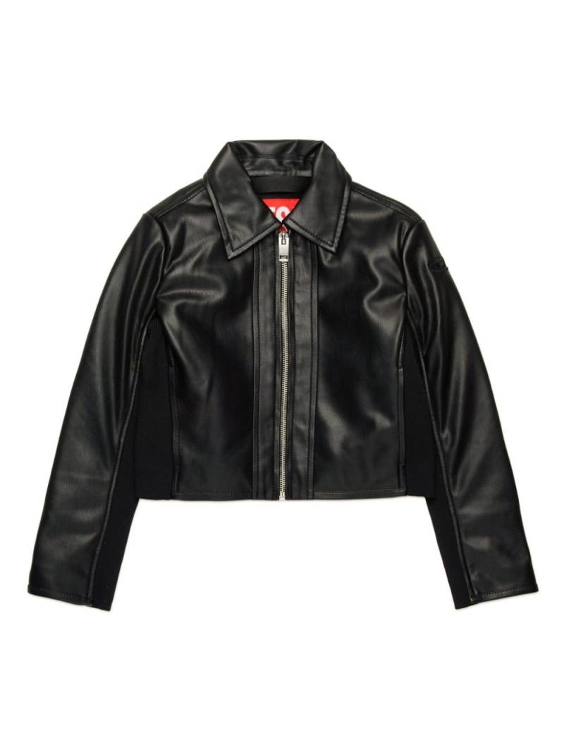 Diesel Kids logo-appliqué biker jacket - Black von Diesel Kids