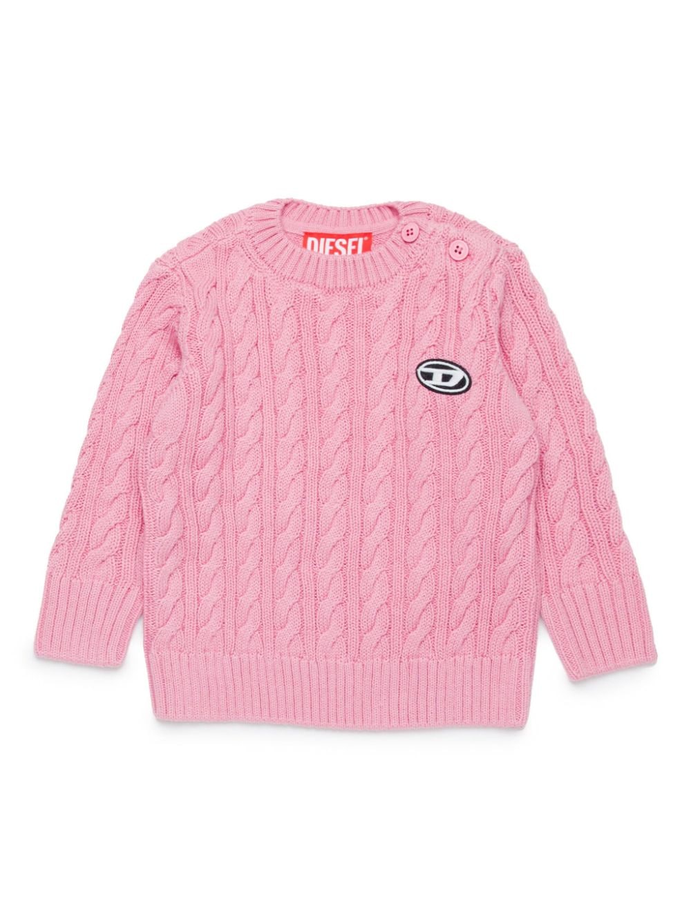 Diesel Kids logo-appliqué cable-knit jumper - Pink von Diesel Kids