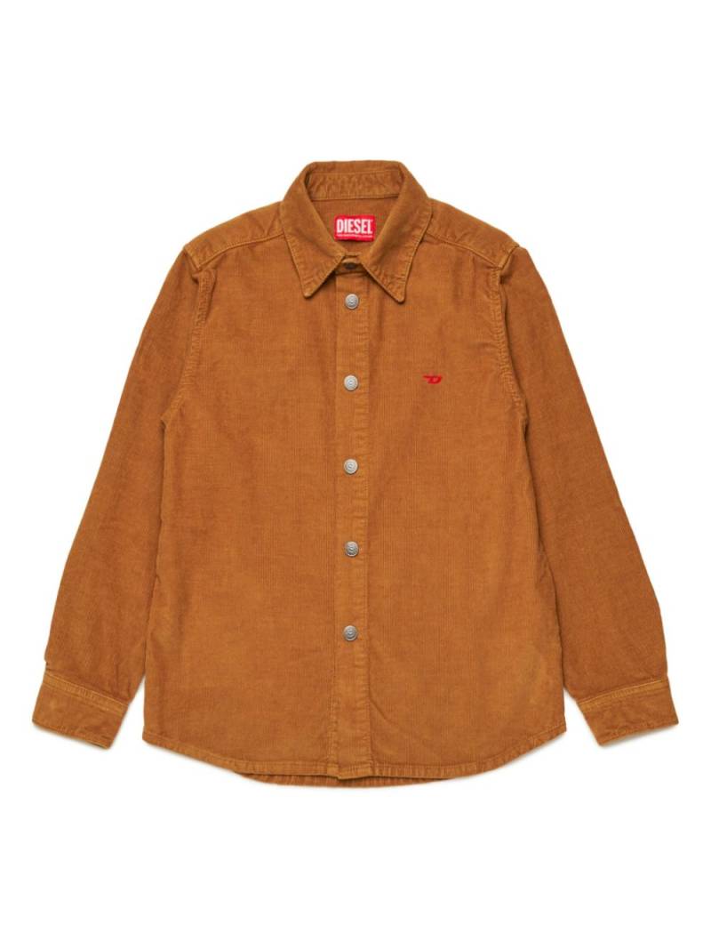 Diesel Kids logo-embroidered corduroy shirt - Neutrals von Diesel Kids