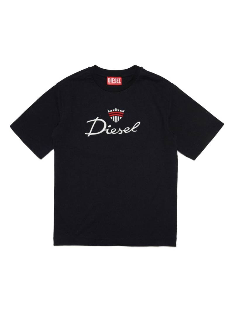 Diesel Kids logo-embroidered cotton T-shirt - Black von Diesel Kids