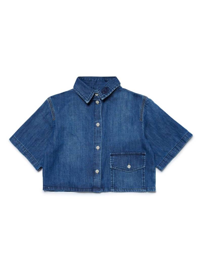 Diesel Kids logo-embroidered denim shirt - Blue von Diesel Kids