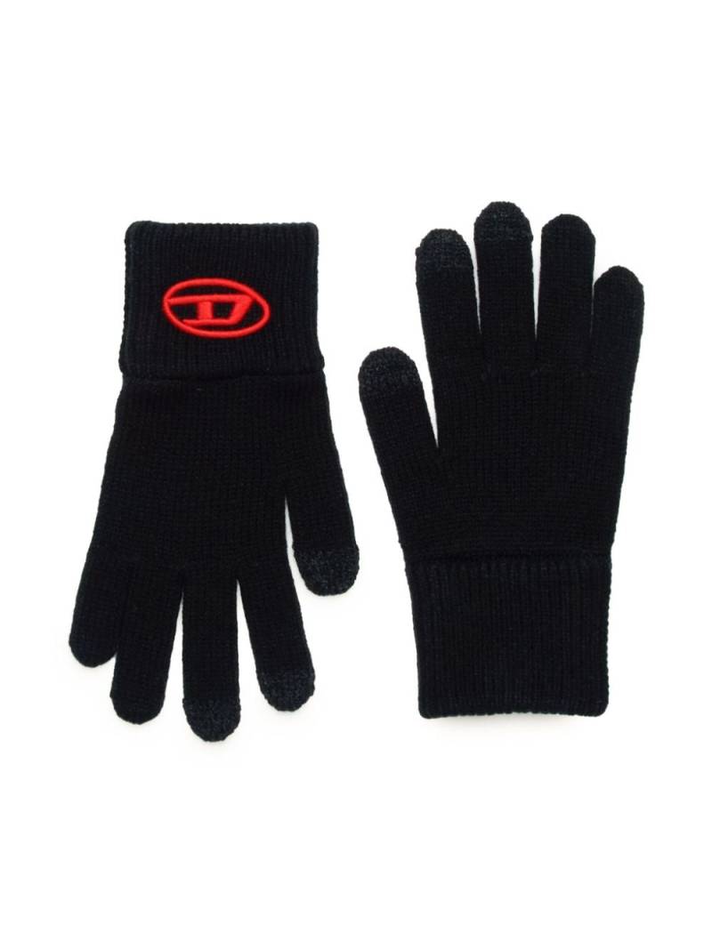 Diesel Kids logo embroidered gloves - Black von Diesel Kids