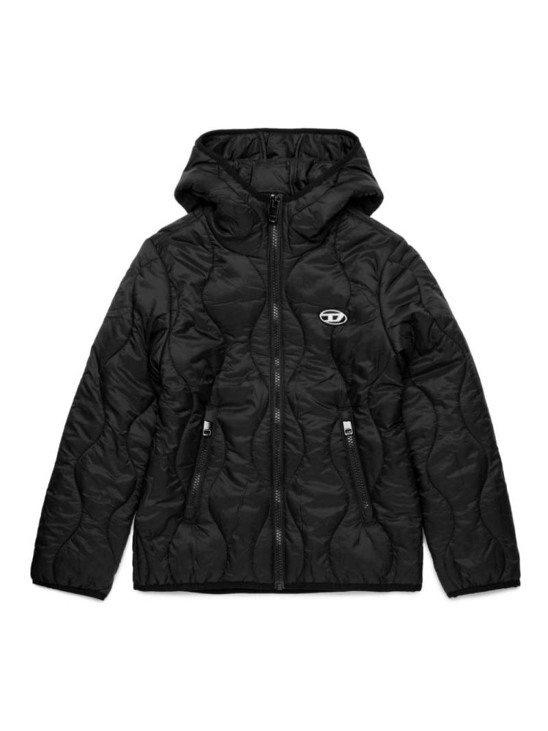 Diesel Kids logo-embroidered hooded padded jacket - Black von Diesel Kids