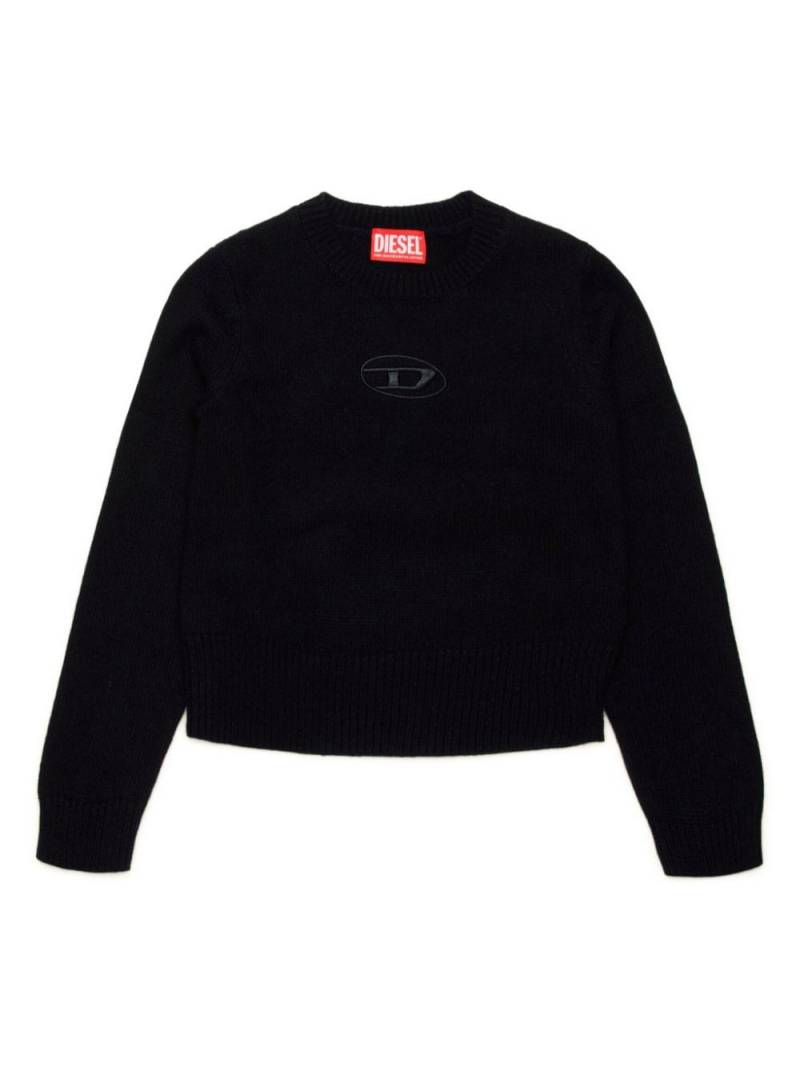 Diesel Kids logo-embroidered knit jumper - Black von Diesel Kids