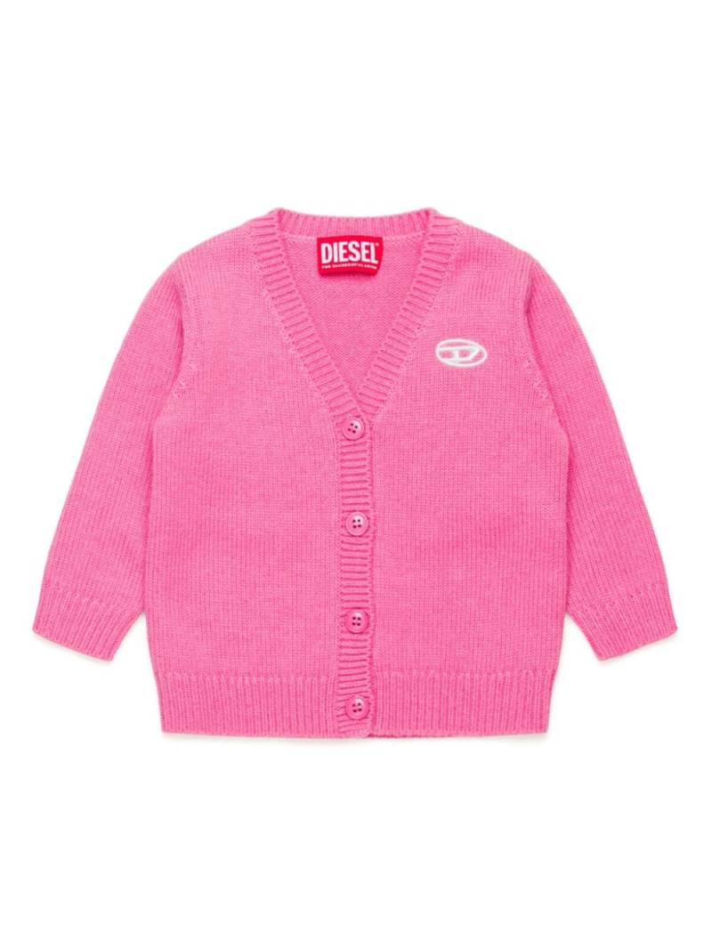 Diesel Kids logo-embroidered ribbed-edge cardigan - Pink von Diesel Kids