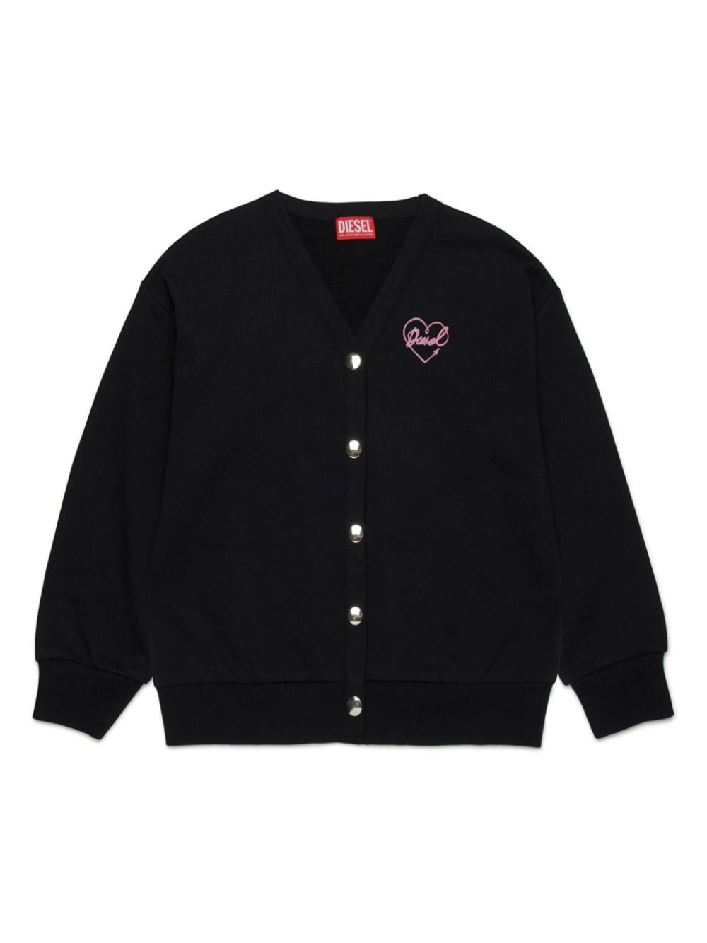 Diesel Kids logo heart-print cotton cardigan - Black von Diesel Kids