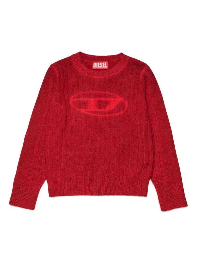 Diesel Kids logo intarsia-knit wool-blend jumper - Red von Diesel Kids