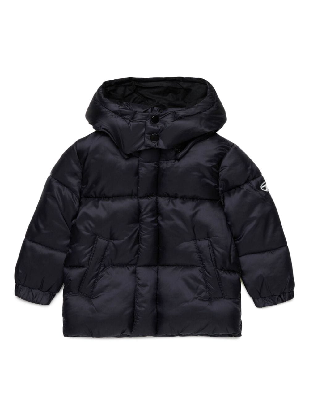 Diesel Kids logo-patch hooded padded jacket - Black von Diesel Kids