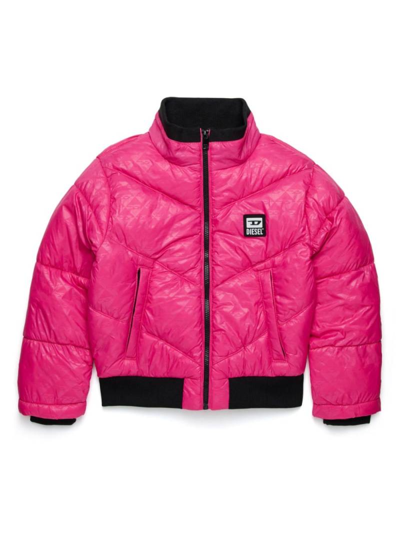 Diesel Kids logo-patch padded bomber jacket - Pink von Diesel Kids