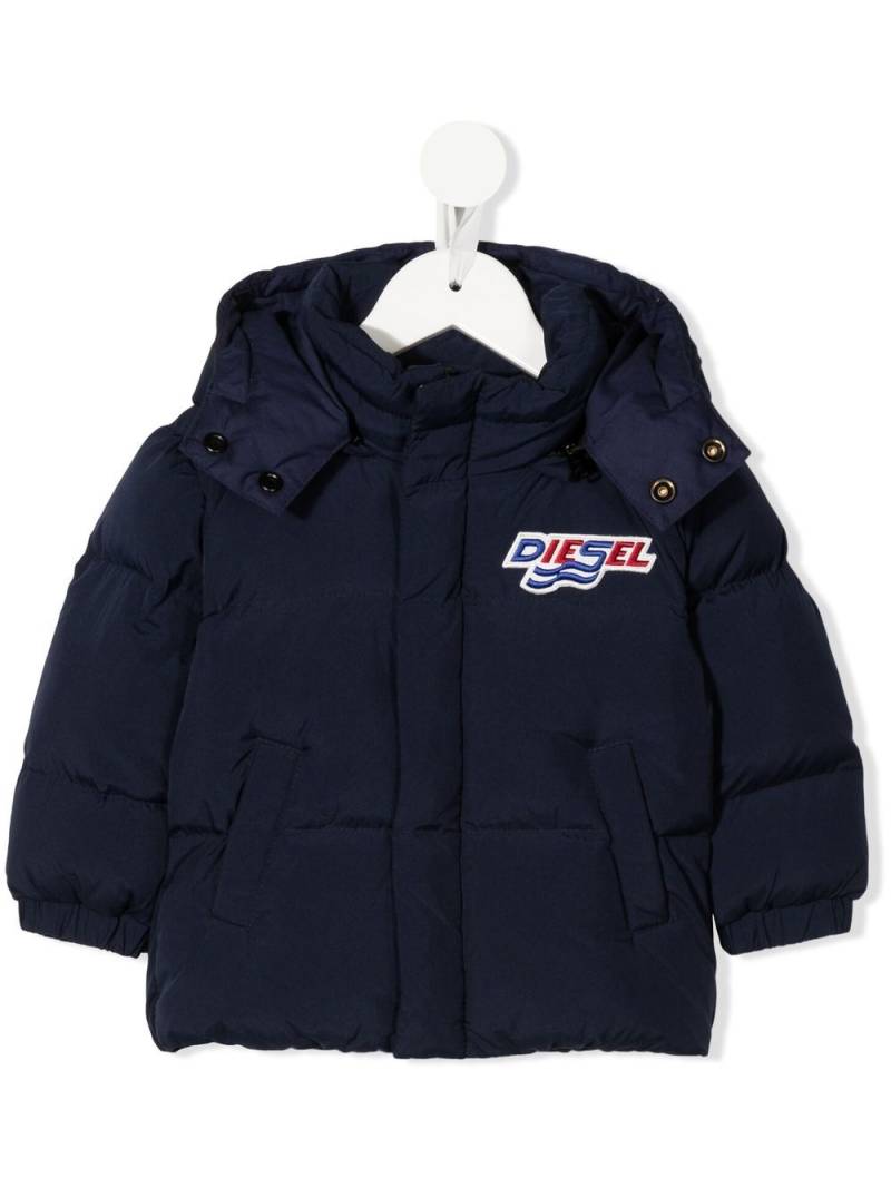 Diesel Kids logo-patch puffer jacket - Blue von Diesel Kids