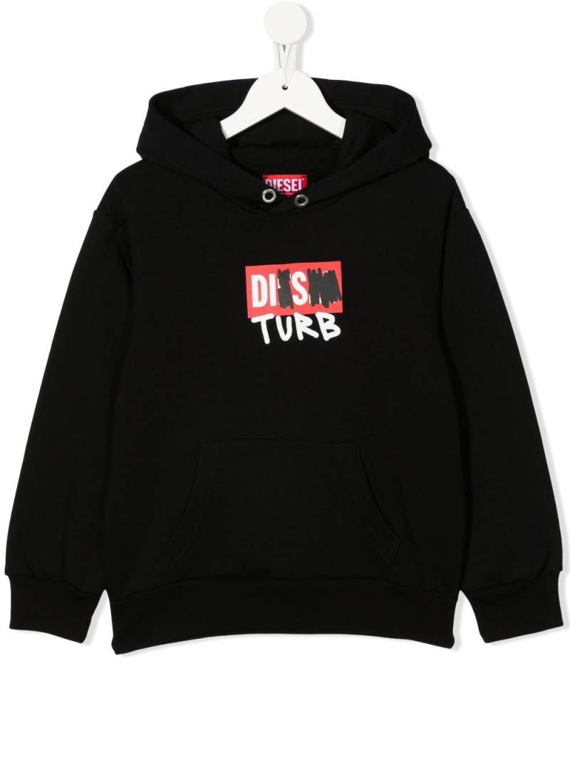 Diesel Kids logo-print cotton hoodie - Black von Diesel Kids