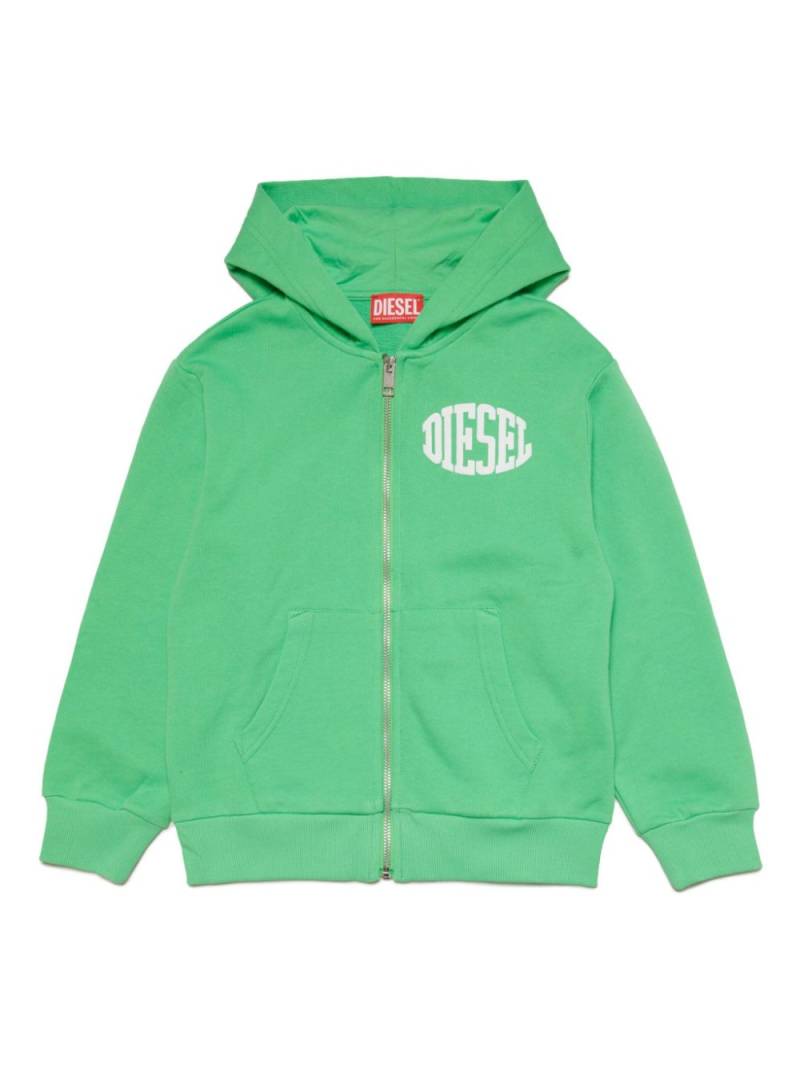 Diesel Kids logo-print cotton hoodie - Green von Diesel Kids