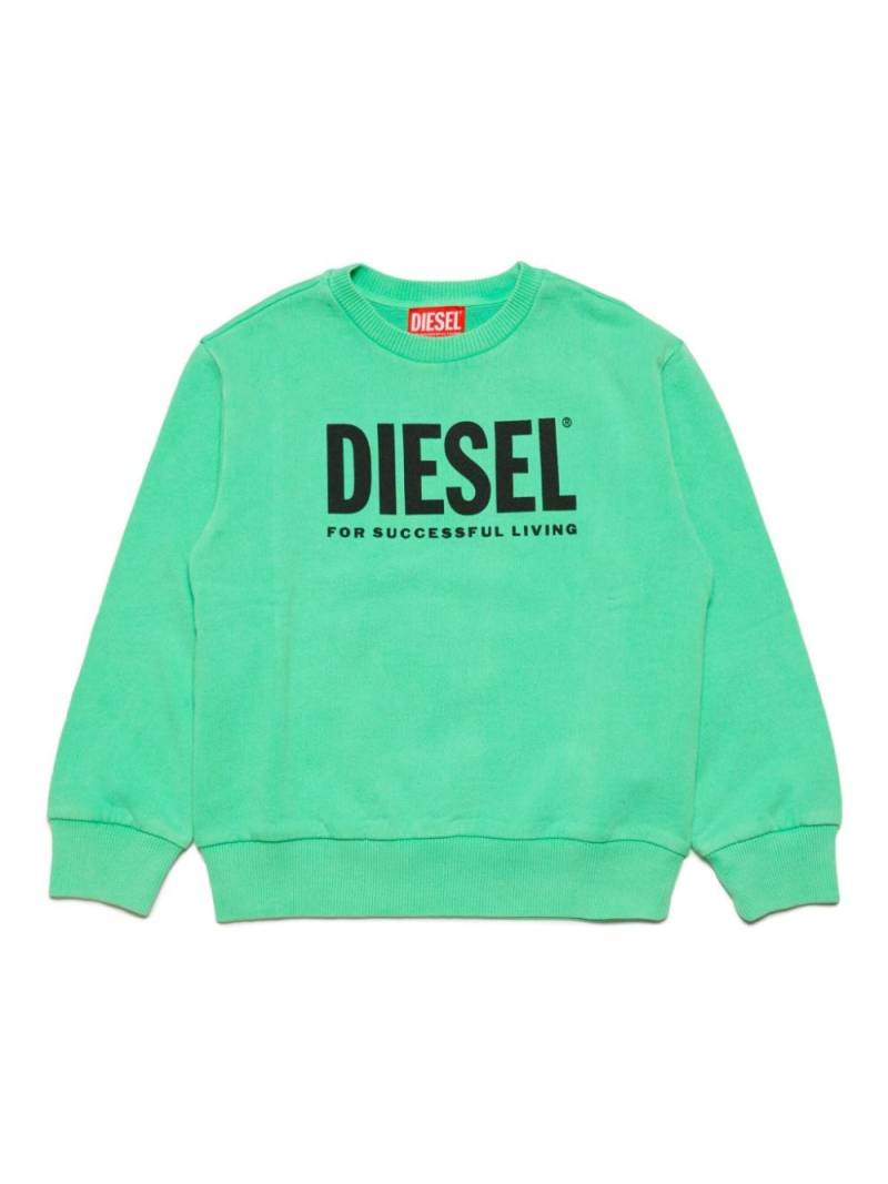 Diesel Kids logo-print cotton sweatshirt - Green von Diesel Kids