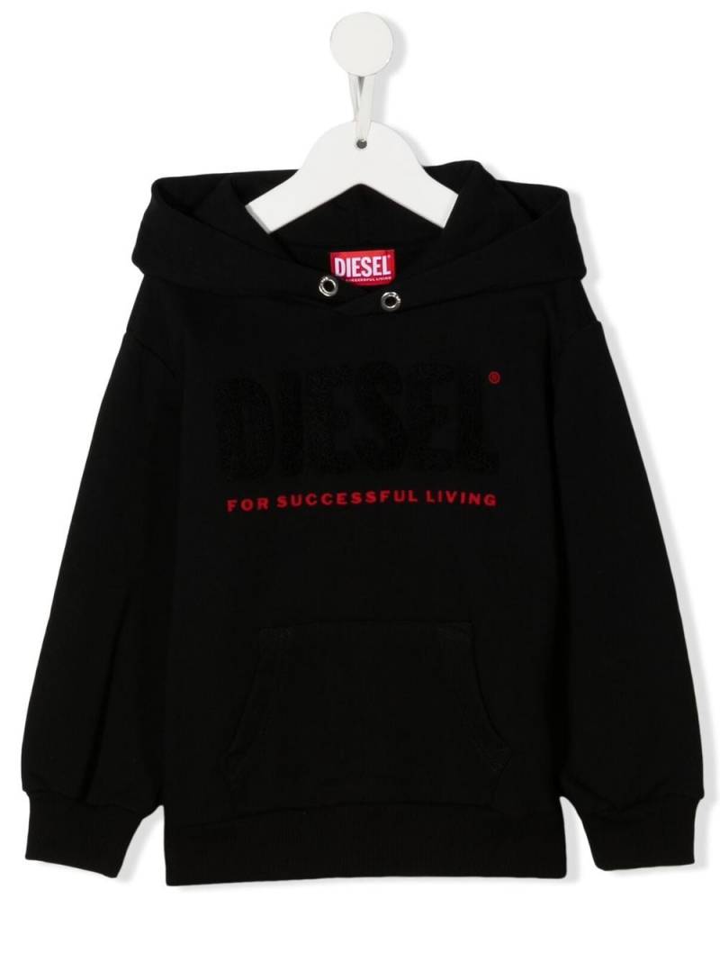 Diesel Kids logo-print hoodie - Black von Diesel Kids