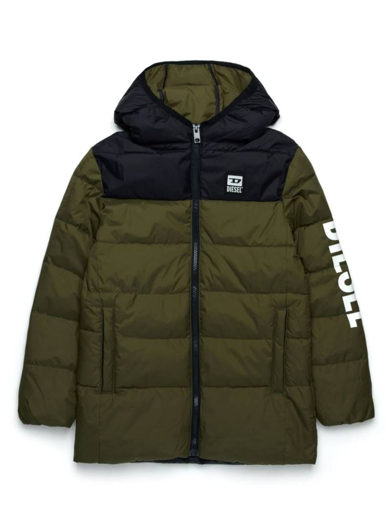 Diesel Kids logo-print padded coat - Green von Diesel Kids