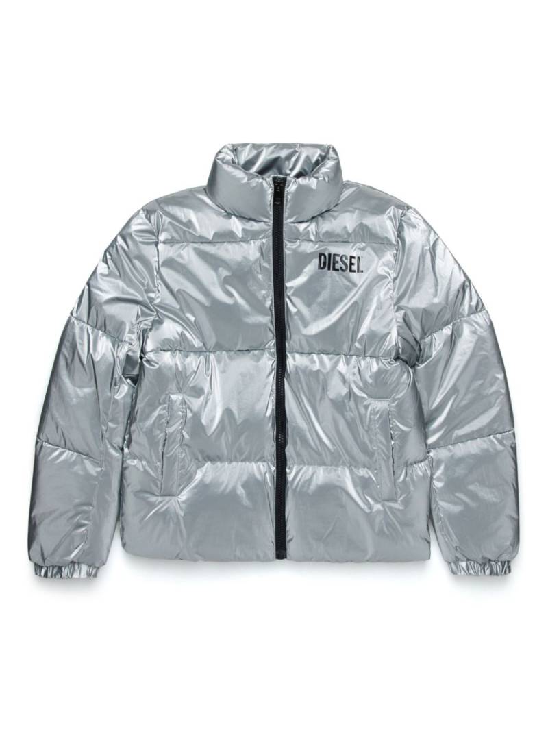 Diesel Kids logo-print padded jacket - Silver von Diesel Kids