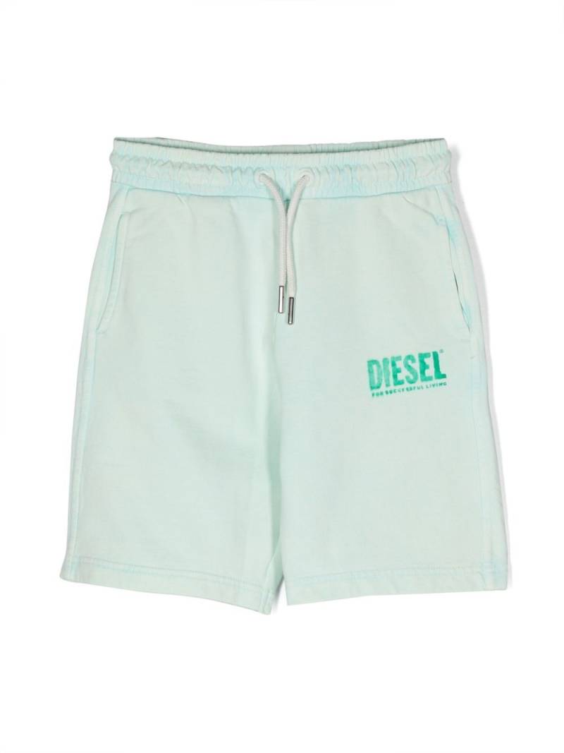 Diesel Kids logo-print track shorts - Green von Diesel Kids