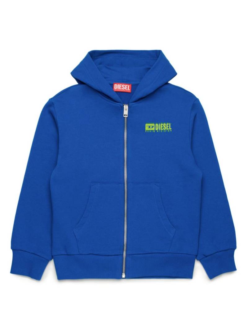 Diesel Kids logo zip-up hoodie - Blue von Diesel Kids