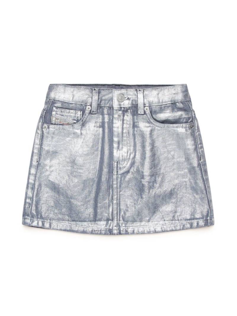 Diesel Kids metallic-effect denim skirt - Silver von Diesel Kids