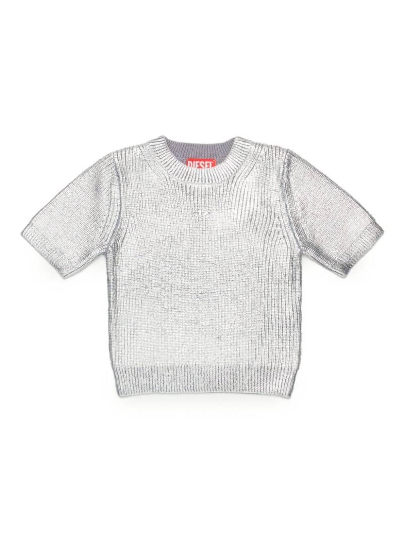 Diesel Kids metallic-sheen ribbed-knit top - Silver von Diesel Kids