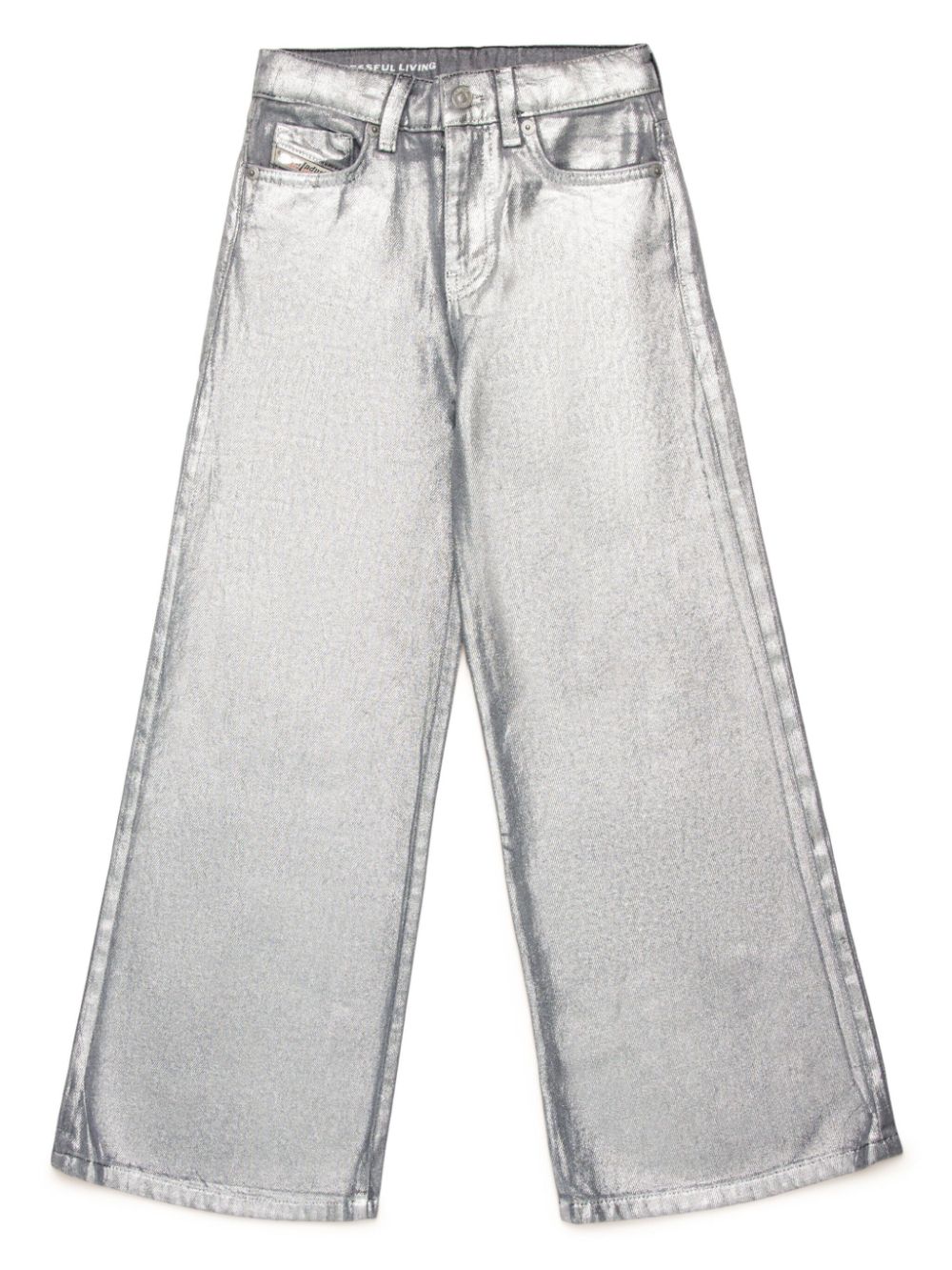 Diesel Kids metallic wide-leg jeans - Silver von Diesel Kids