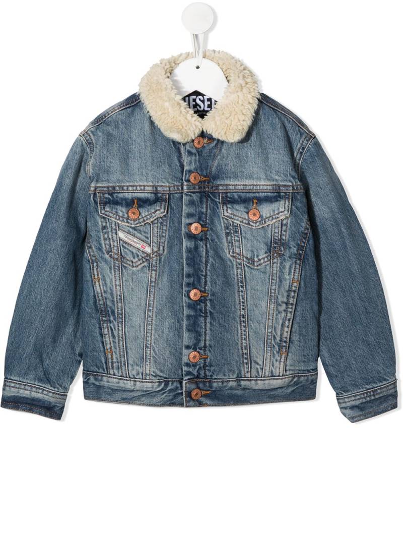 Diesel Kids Jresky shearling-collar denim jacket - Blue von Diesel Kids