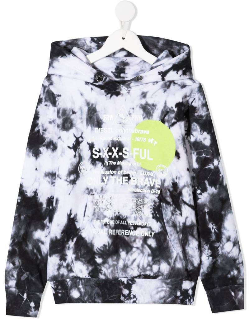 Diesel Kids tie dye print hoodie - Black von Diesel Kids