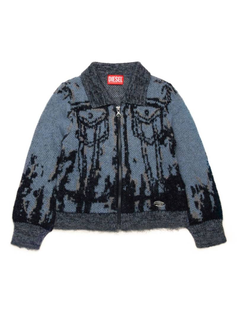 Diesel Kids trompe l'oeil zip-up cardigan - Blue von Diesel Kids