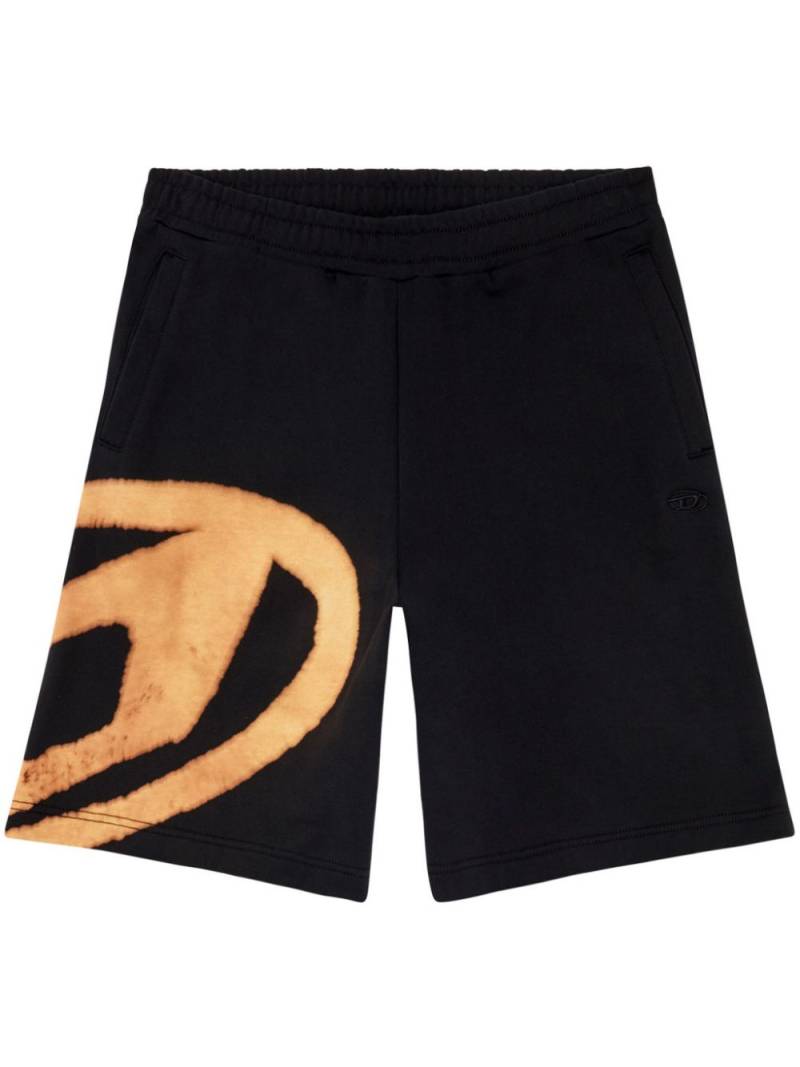 Diesel Crow-Bleach cotton track shorts - Black von Diesel