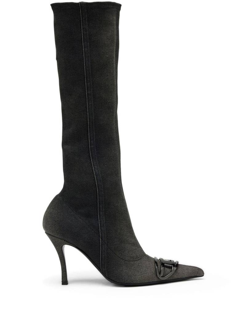 Diesel D-Venus Kb D 90mm denim knee-high boots - Black von Diesel