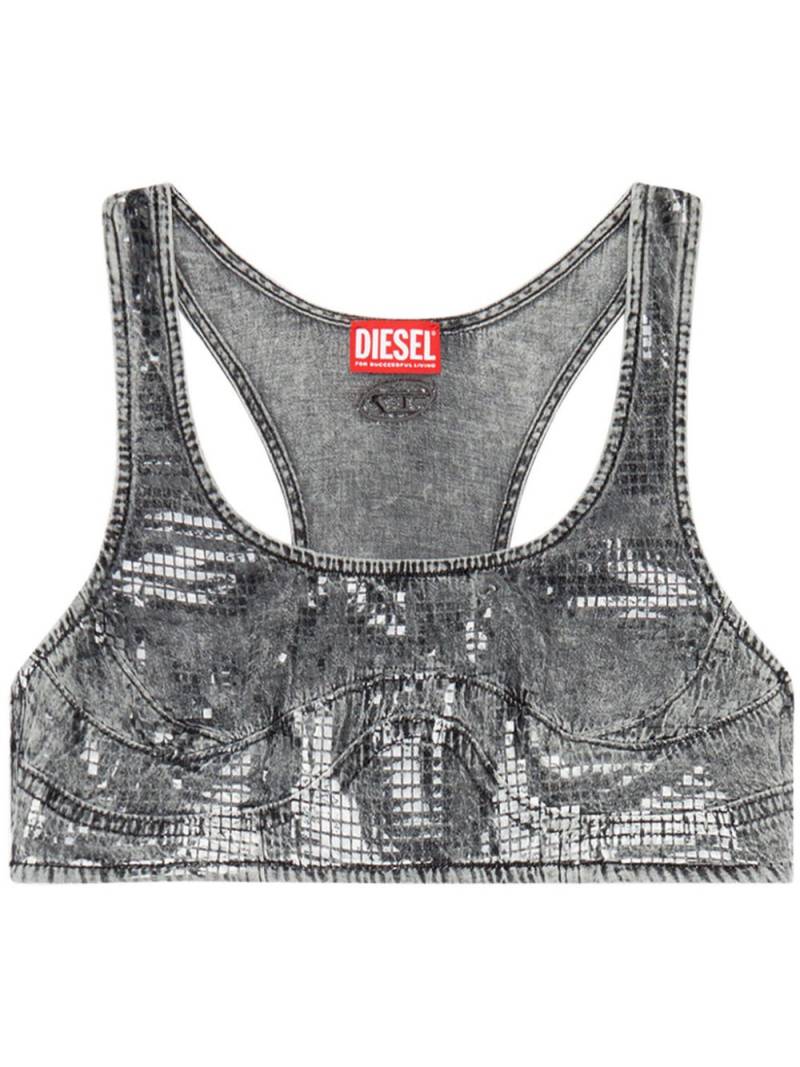 Diesel De-Toppy-S denim crop top - Grey von Diesel