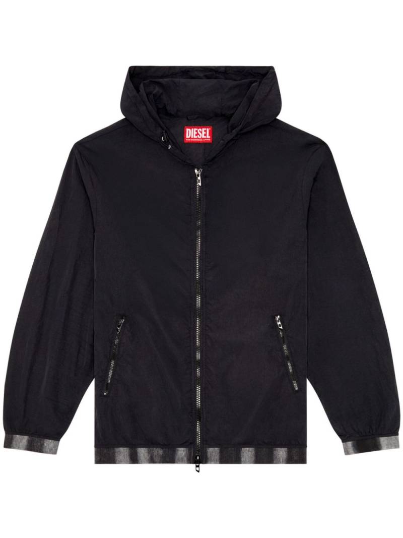 Diesel J-Post recycled zip-up hooded jacket - Black von Diesel