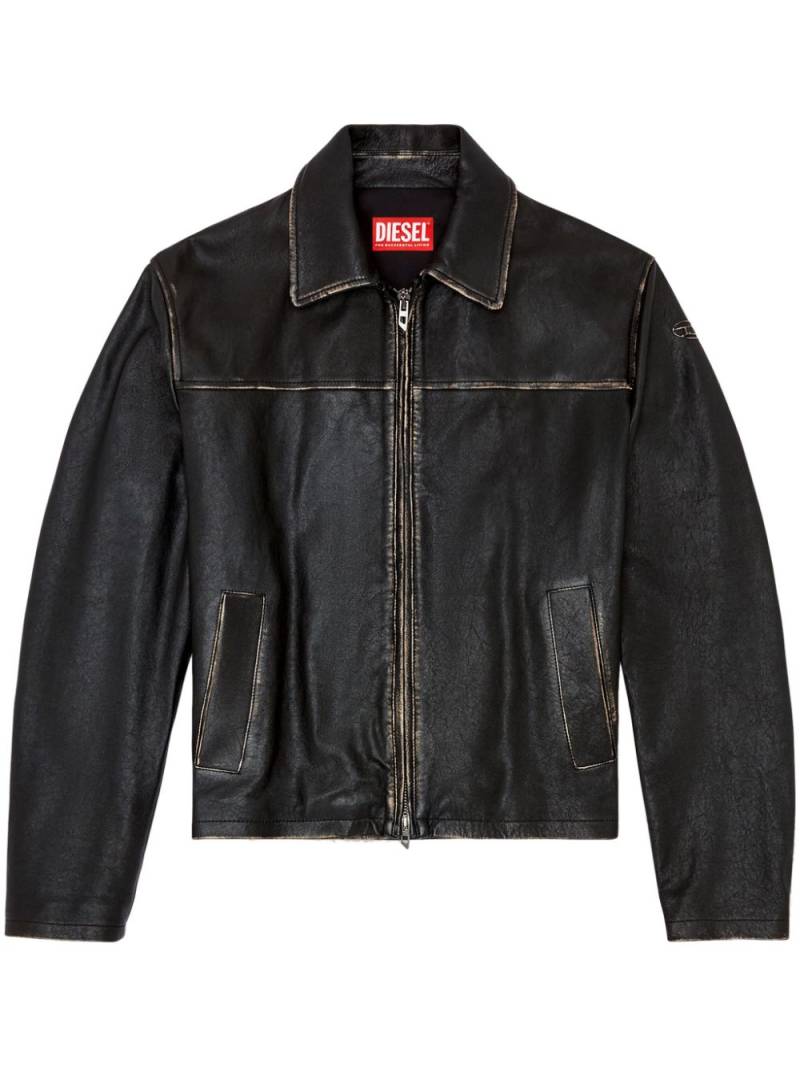 Diesel L-Blixia leather jacket - Black von Diesel