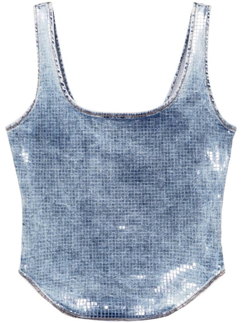 Diesel Oval D-embroidered denim tank top - Blue von Diesel