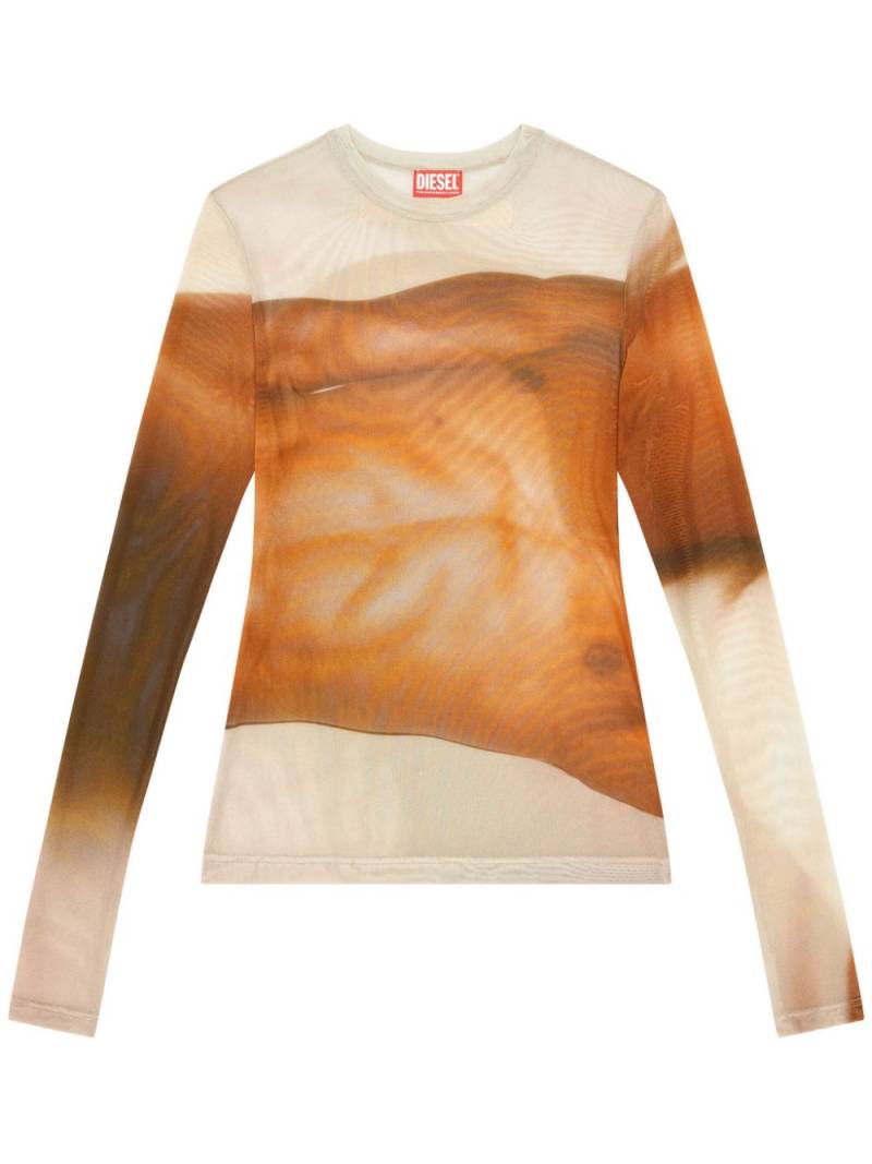 Diesel x ToFF PR-T-Sielar semi-sheer T-shirt - Brown von Diesel