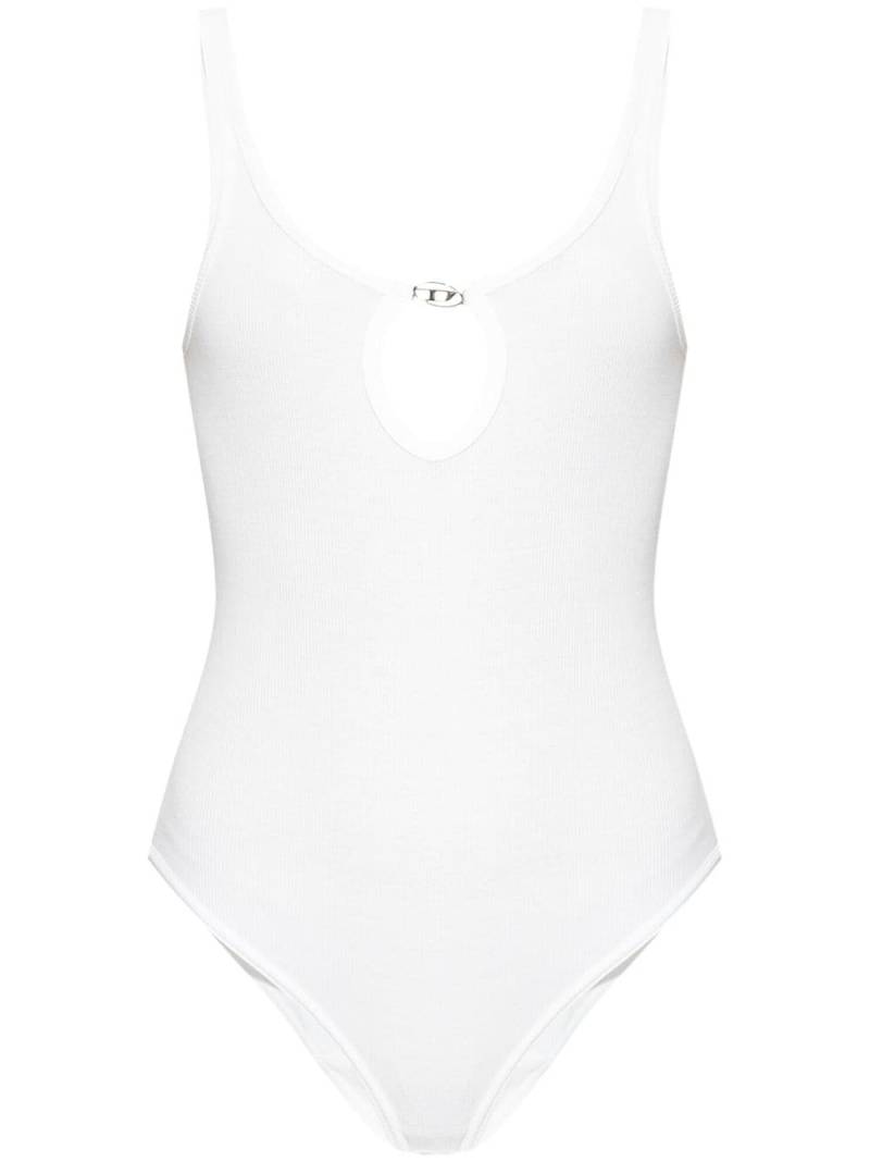 Diesel Ufby logo-plaque ribbed bodysuit - White von Diesel