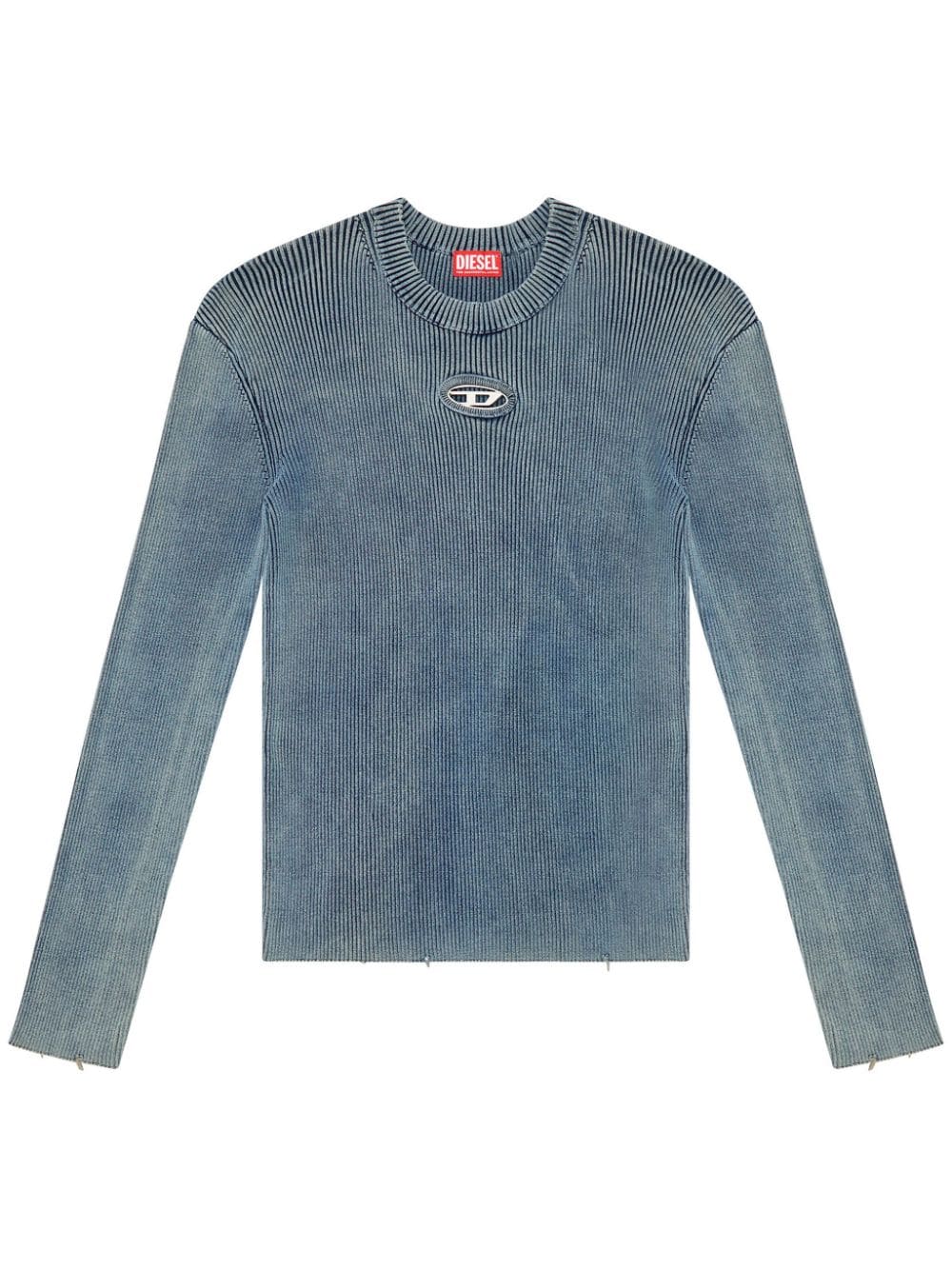 Diesel appliqué-logo ribbed top - Blue von Diesel