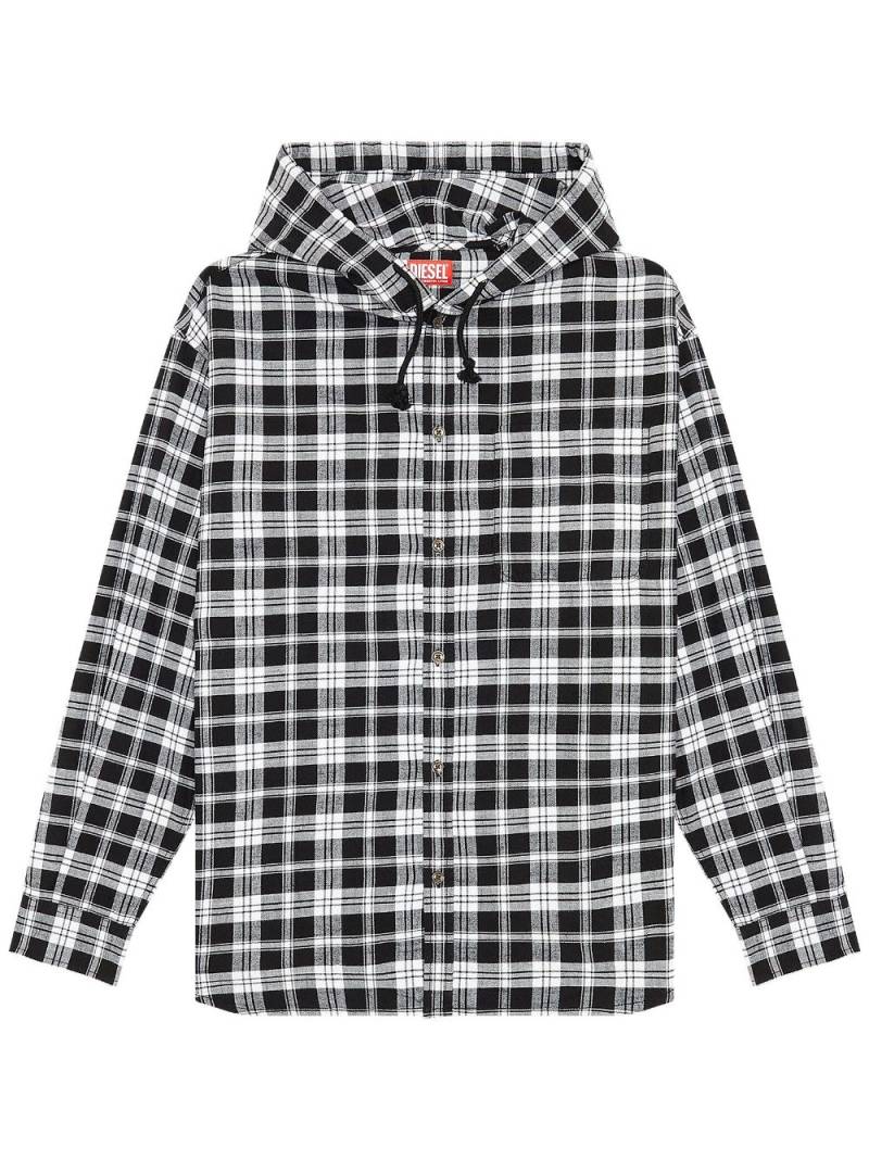 Diesel S-Dewny checked hooded shirt - Black von Diesel