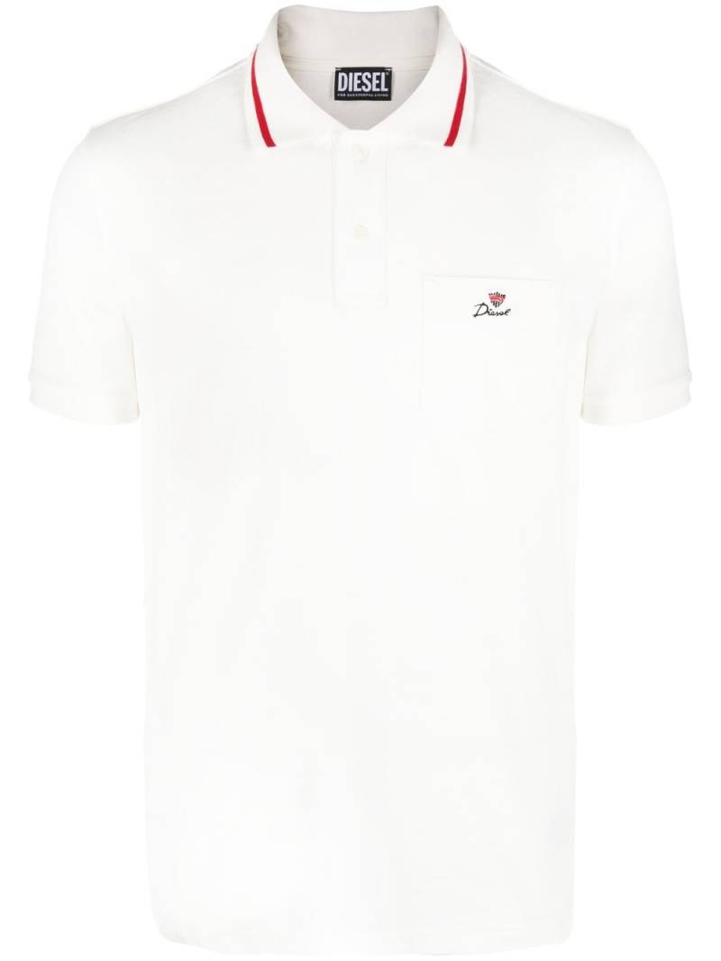 Diesel embroidered-logo polo shirt - White von Diesel