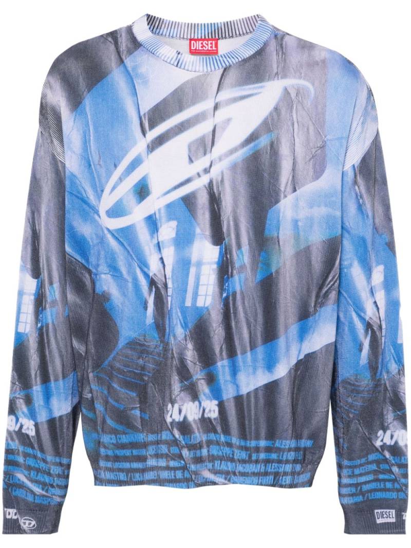 Diesel graphic-print jumper - Blue von Diesel