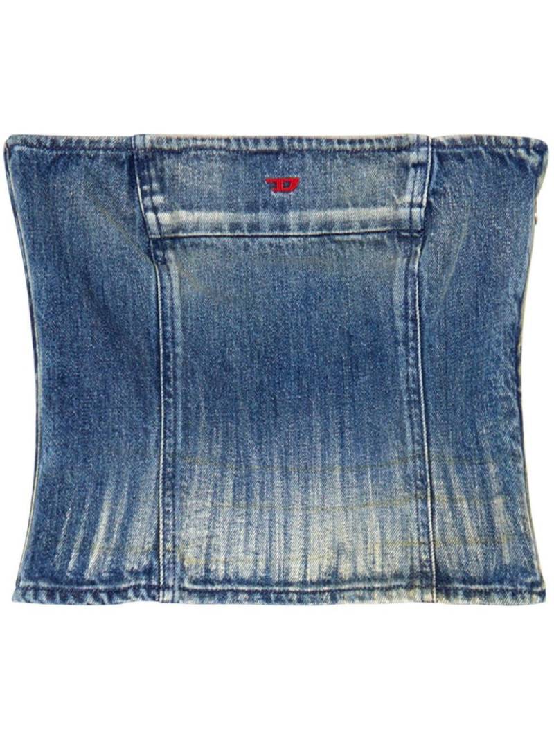 Diesel logo-embroidered denim top - Blue von Diesel