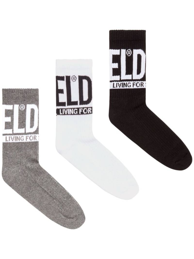 Diesel logo-intarsia socks (pack of three) - Grey von Diesel