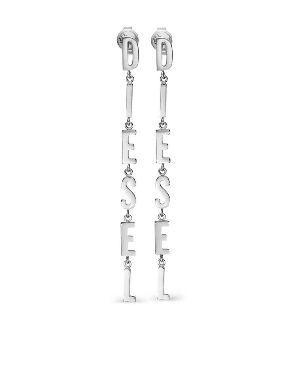 Diesel logo-lettering drop earrings - Silver von Diesel