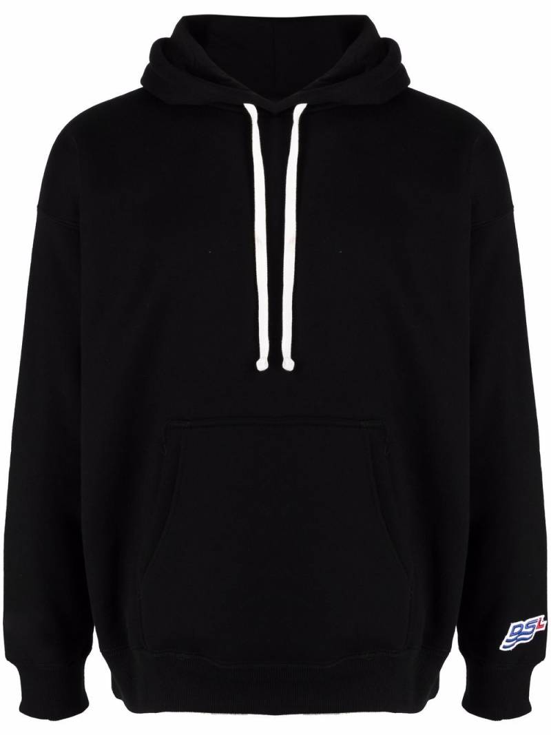 Diesel logo-patch cotton hoodie - Black von Diesel